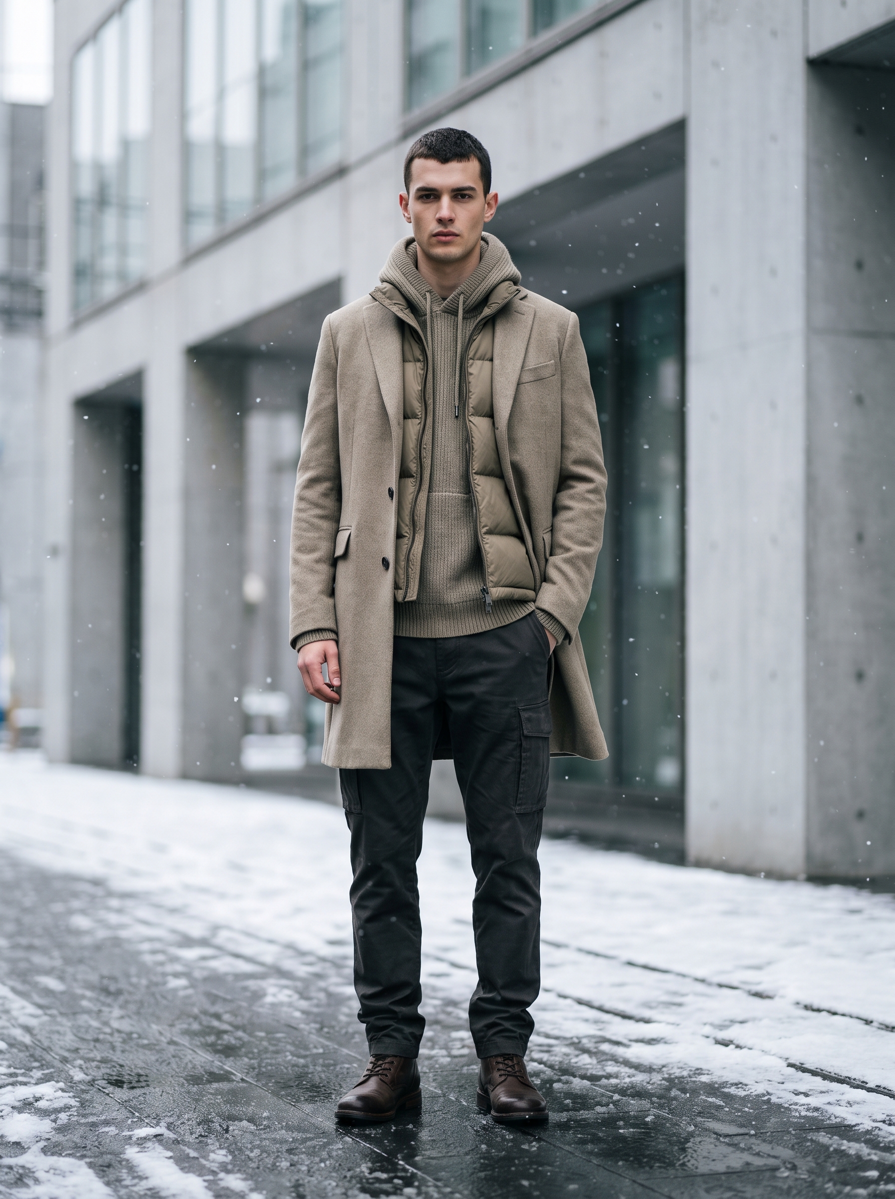Fashion portrait of an adult male model wearing Streetwear Casual Everyday outfit in Tokyo, Japan