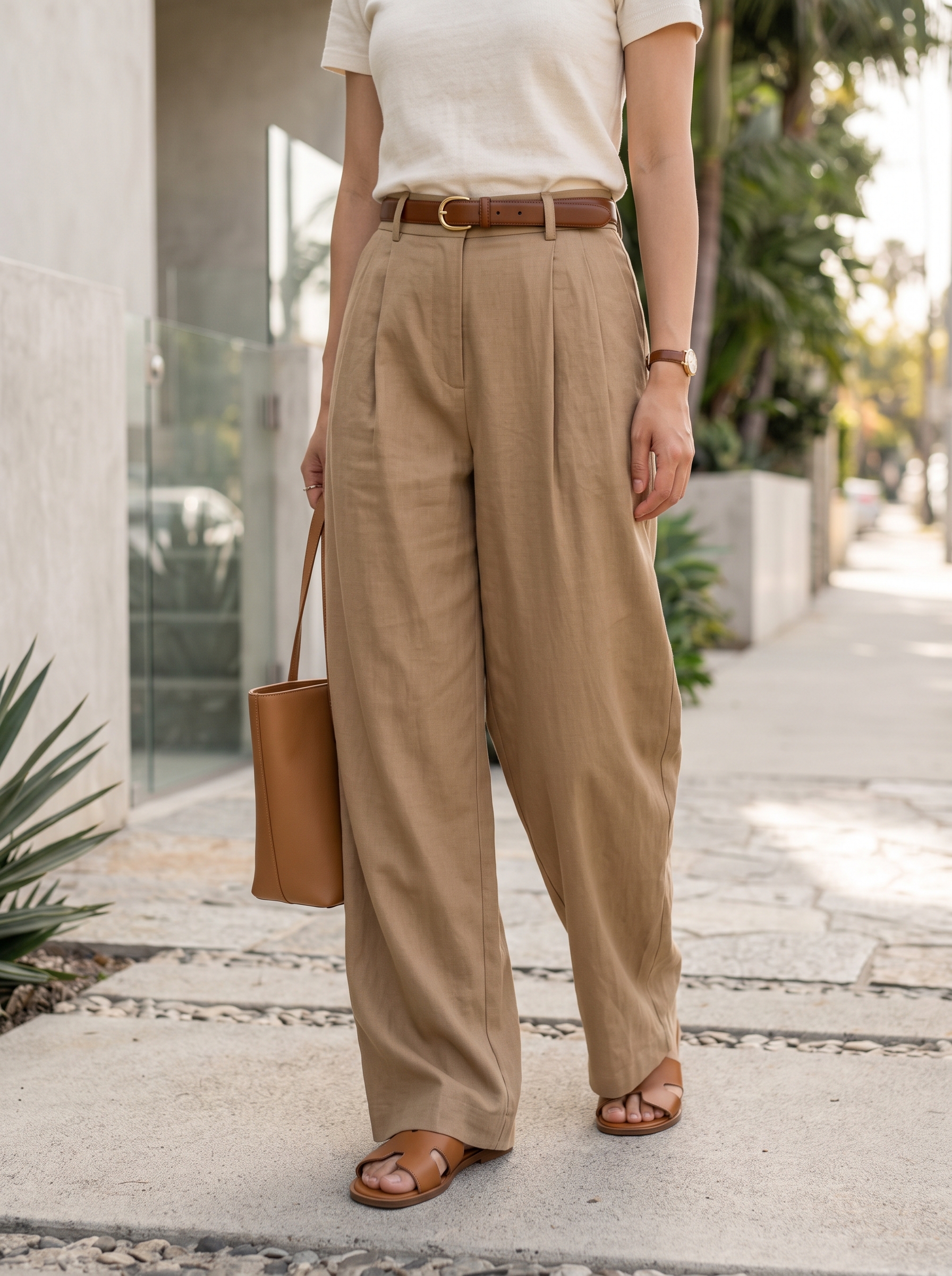 Editorial portrait of an adult model wearing Runcati Mens Baggy Dress Pants Wide Leg Pleated Casual Slacks 30"/32"/34"