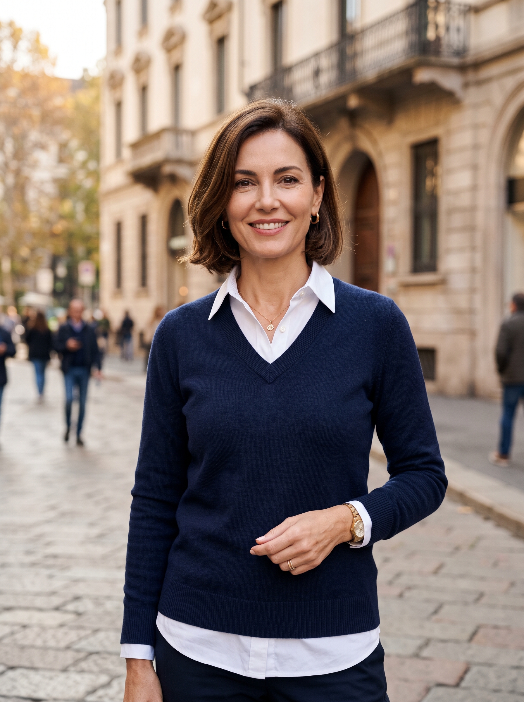 Editorial portrait of an adult female model wearing GRACE KARIN Cashmere Sweaters for Women V Neck Merino Wool Fall Sweater