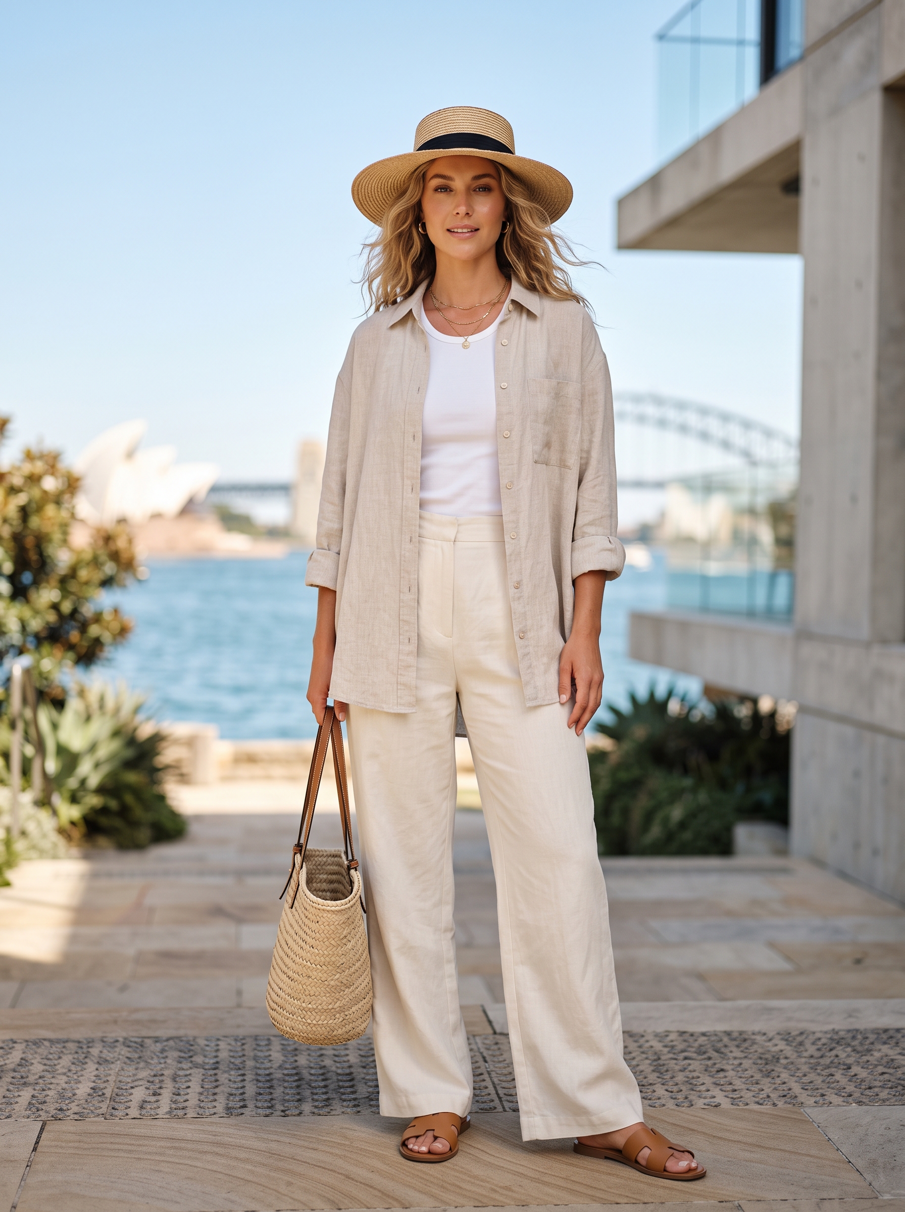 Editorial portrait of an adult female model wearing Bsubseach Women Button Down Beach Shirt Long Sleeve Swimsuit Cover Up