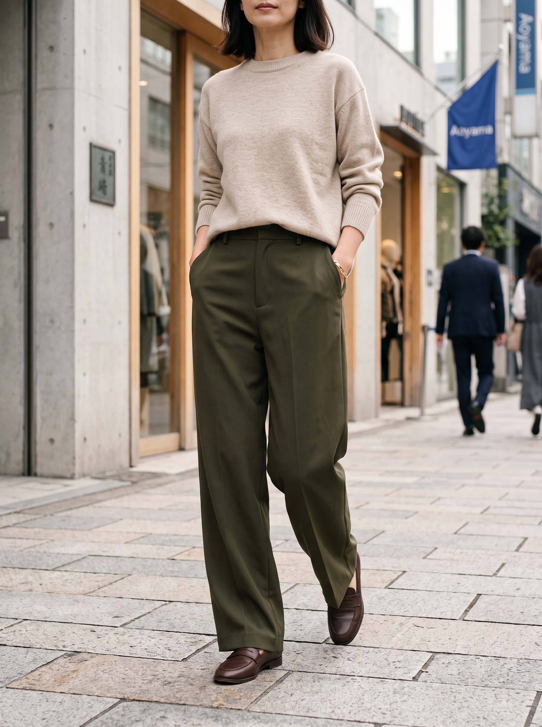Editorial portrait of an adult female model wearing PRETTYGARDEN Women's Tailored Wide Leg Work Dress Pants